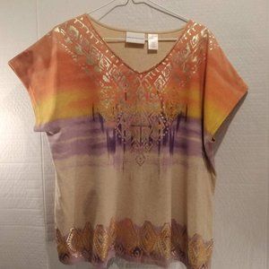 Alfred Dunner Short Sleeve Multicolor blouse